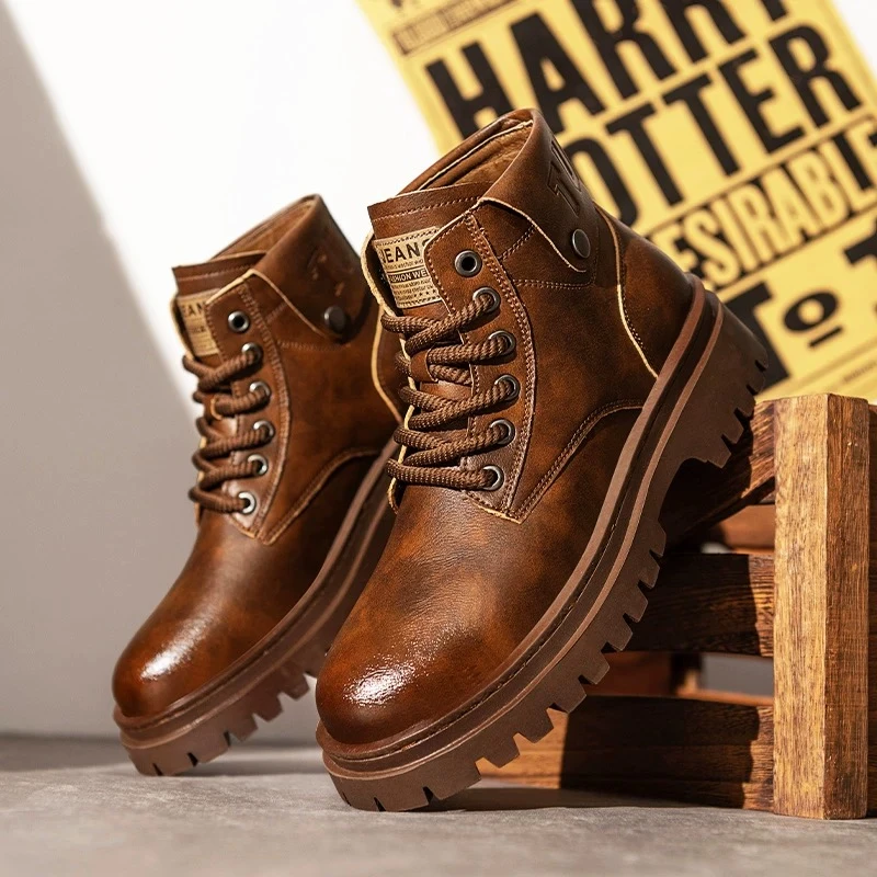 【薇姐福利】MK2393马丁靴棕色男 秋冬英伦风休闲鞋  40码  MH