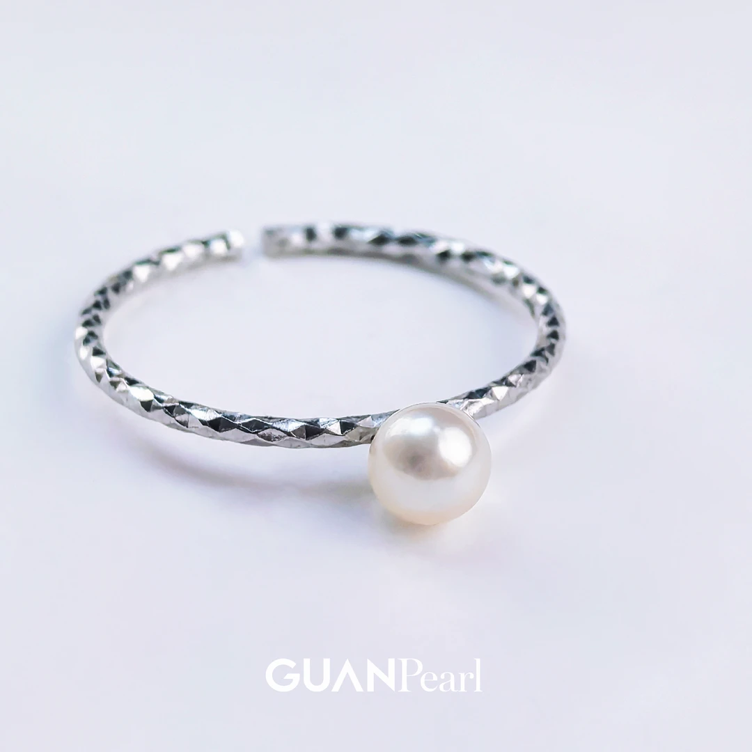 官珠 | S925银海水akoya开口戒指  4-5mm