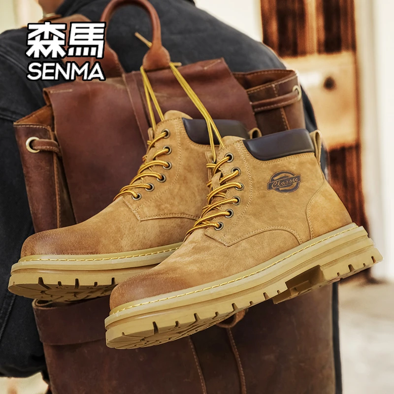 SENMA/森马丁靴男款2026新款冬季加绒男士高帮登山靴子大黄靴男鞋