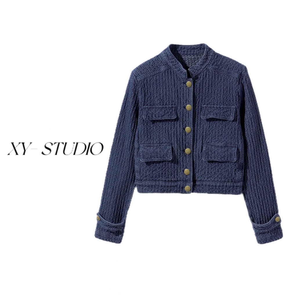 【香奶奶外套】Y订单款华夫格肌理感重磅牛仔外套