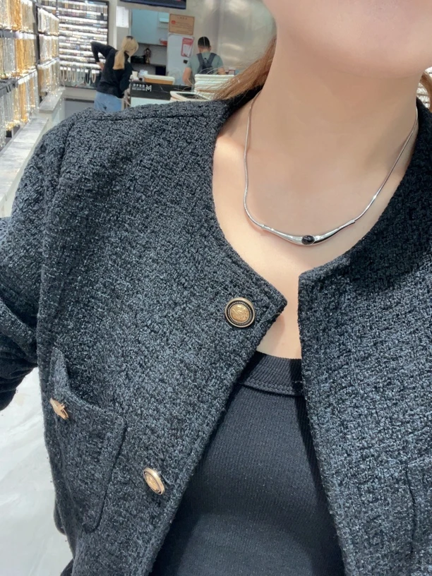 铜合金项链 复古宫廷风小众设计款牛角包项链