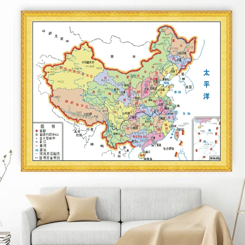 蒙娜丽莎十字绣2022年新款中国地图客厅手工自绣大气