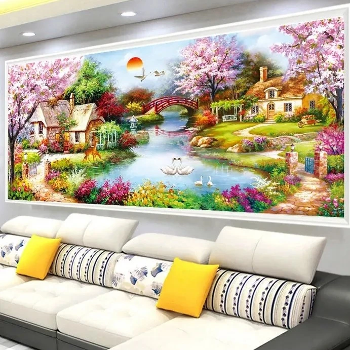 蒙娜丽莎十字绣非成品 花园小屋49色 满绣 蒙娜丽莎十字绣套件