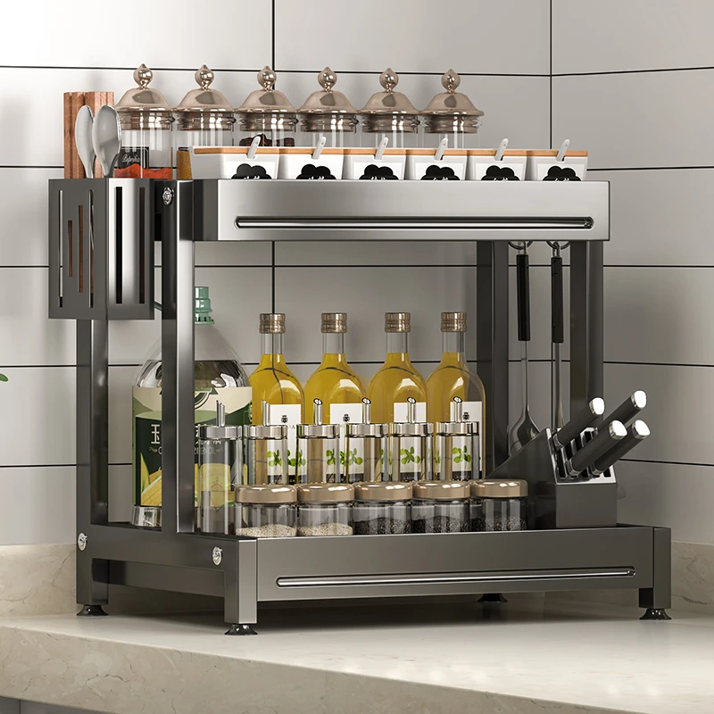 厨房新款家用多功能调味料置物架多层台面收纳新一代厨房置物架