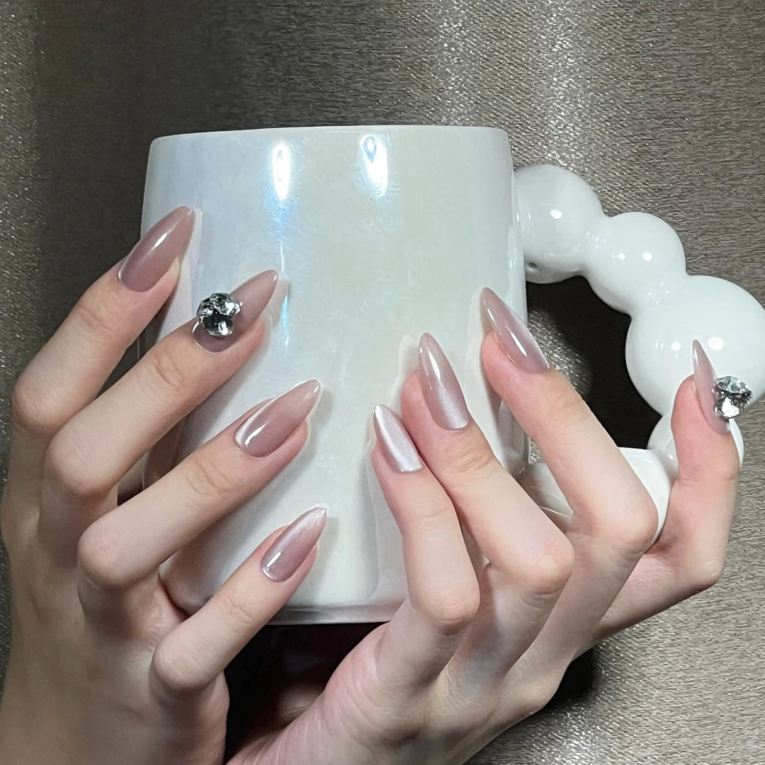 【白月光】绝美必入中杏仁纯手工穿戴甲设计师温柔显白轻奢美甲甲片