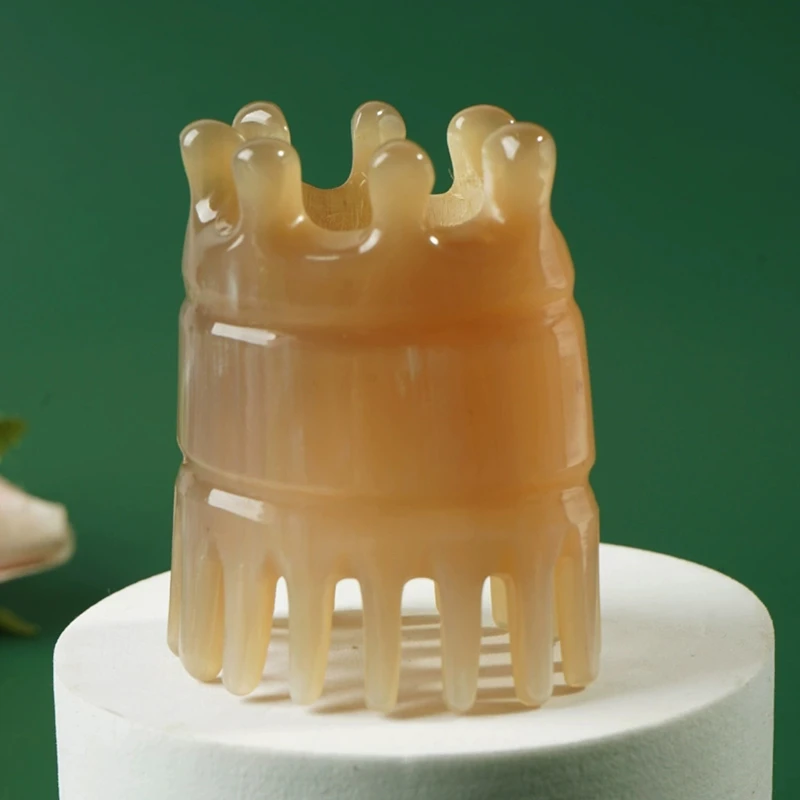 头皮按摩梳按摩头部半筒梳头按摩梳子皇冠牛角梳肩颈孕妇按摩神器