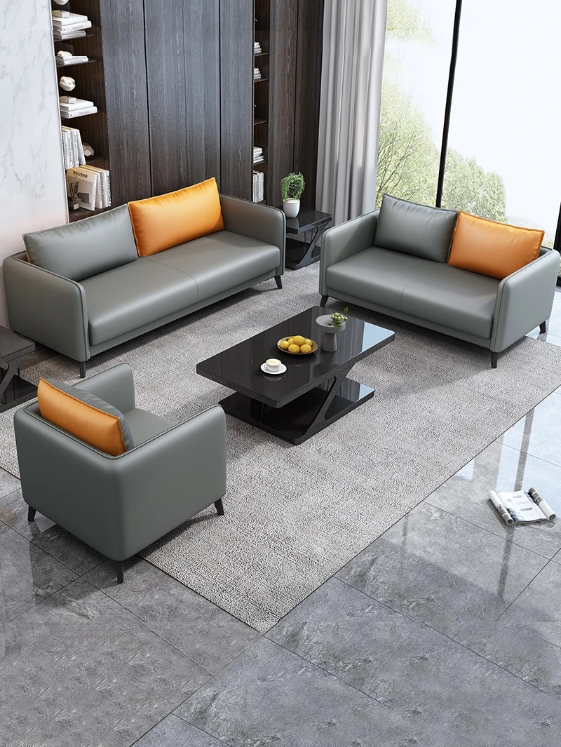 办公室沙发简约现代茶几组合套装会客接待小户型办公沙发三人位
