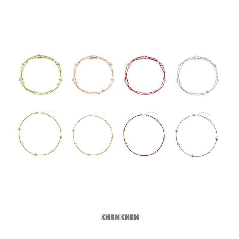 铜合金项链 XHENXHEN isaro系列镀银彩色项链简约ins拼接百搭