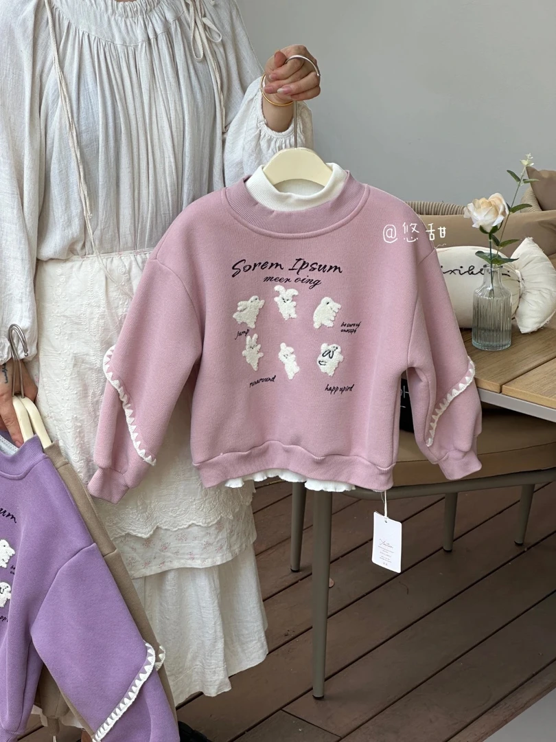 【原创设计品牌】yt&kids 8772冬季女童加绒卫衣棉卫衣圆领衫上衣