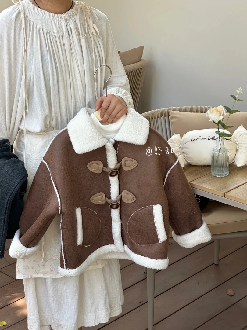 【原创设计品牌】yt&kids 8807冬季新品女大童皮毛一体外套加绒棉服