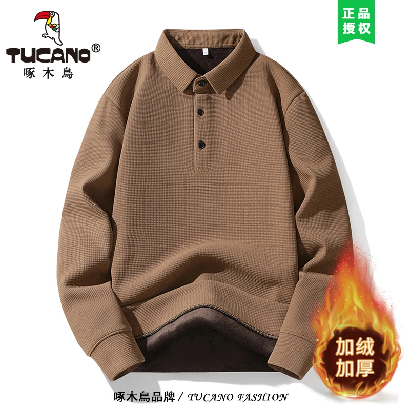 TUCANO/啄木鳥 加绒加厚卫衣男2023秋冬新款休闲保暖套头上衣情侣