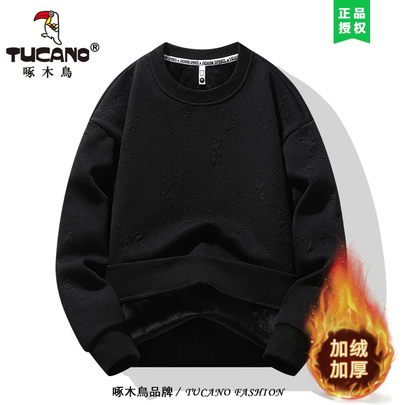 TUCANO/啄木鳥 保暖卫衣男2023冬季新款高街上衣服加绒加厚外套男