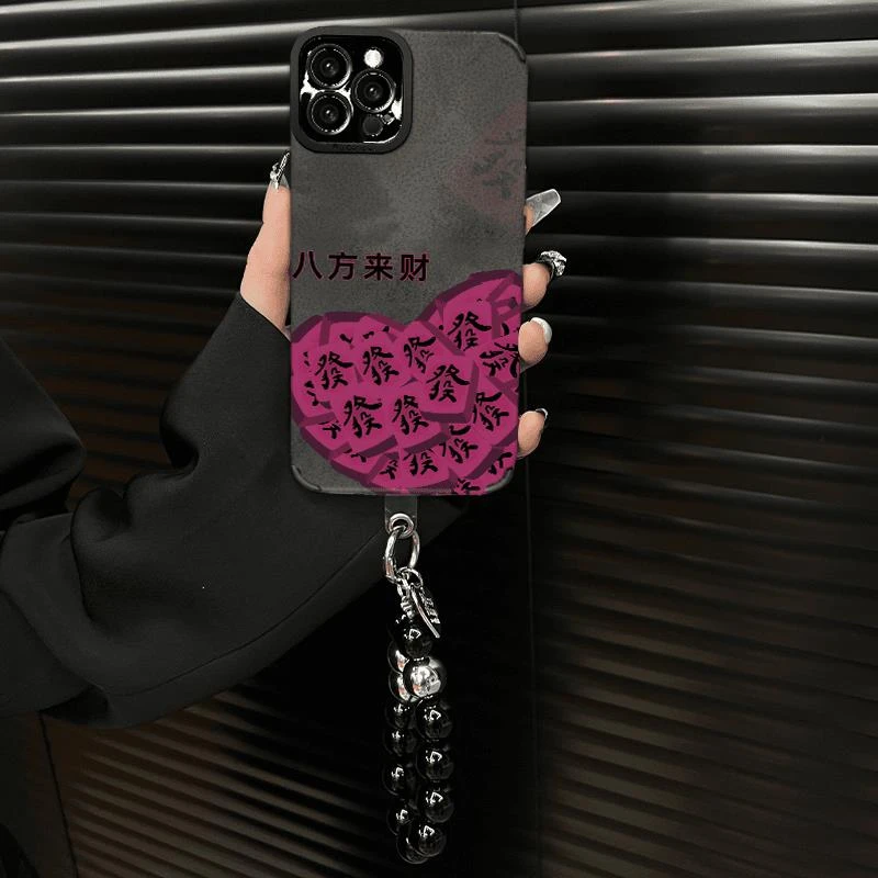 八方来财ins风秋冬皮质软壳创意适用于苹果手机壳vivo华为oppo