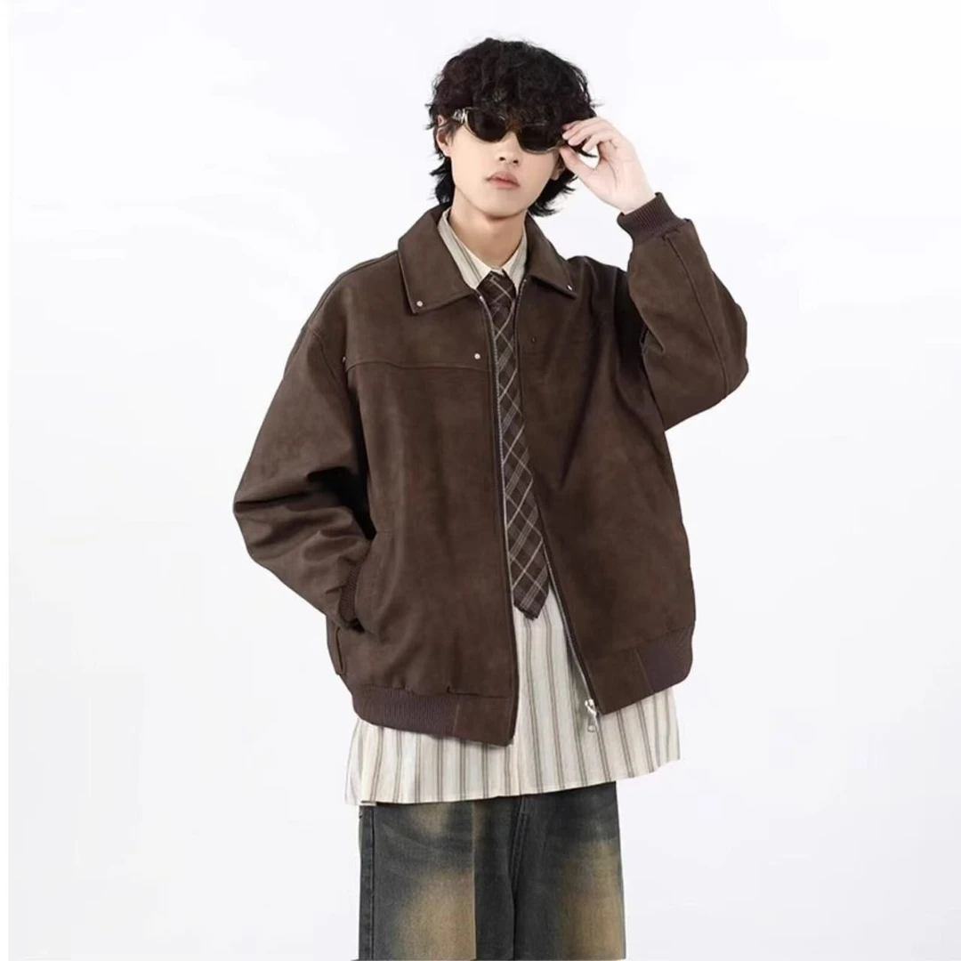 美式复古夹克男2024春秋新款美拉德拉链机车工装外套上衣秋冬