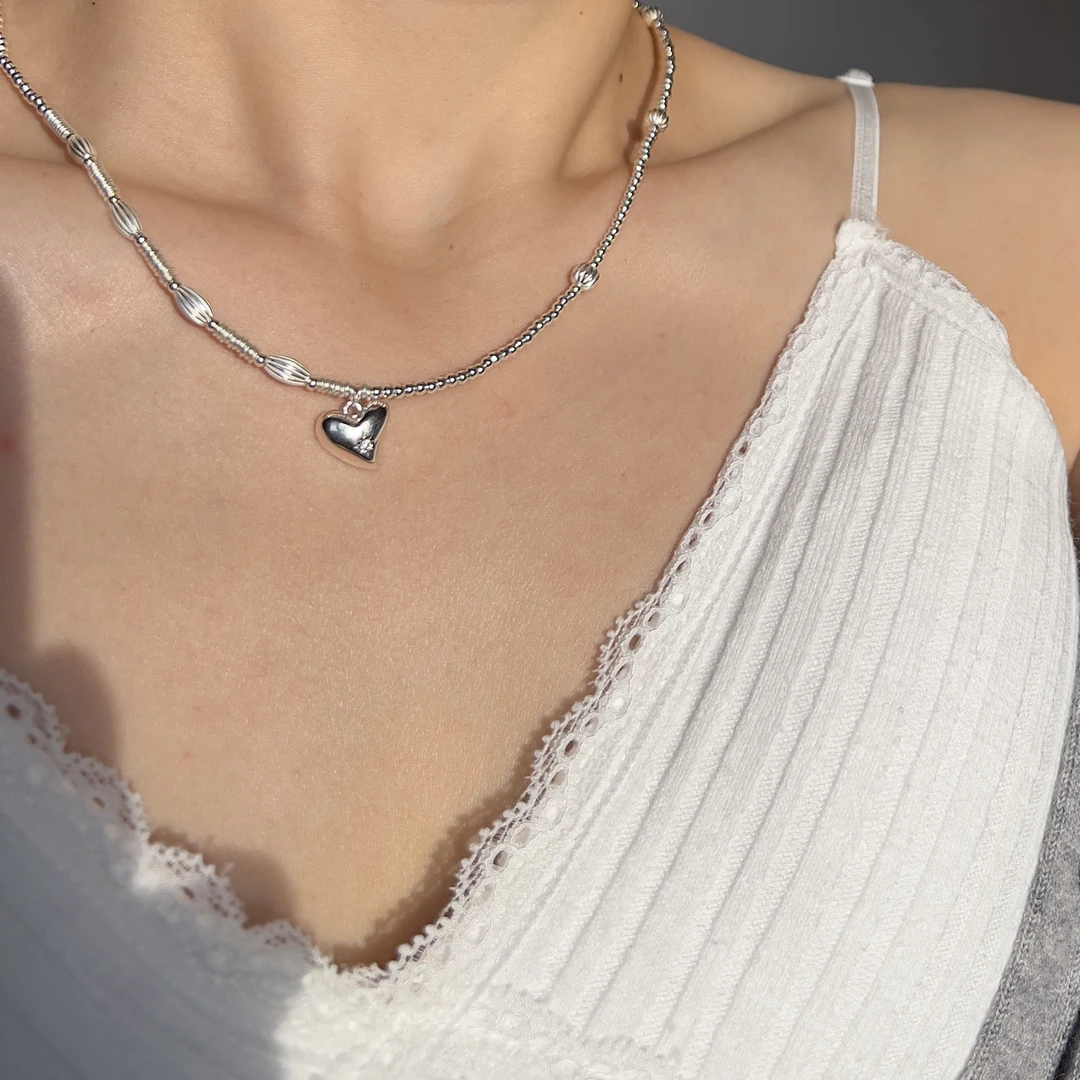 坠链均925银 阿腾莎银饰 情深似海项链 手工项链 45厘米 爱心款