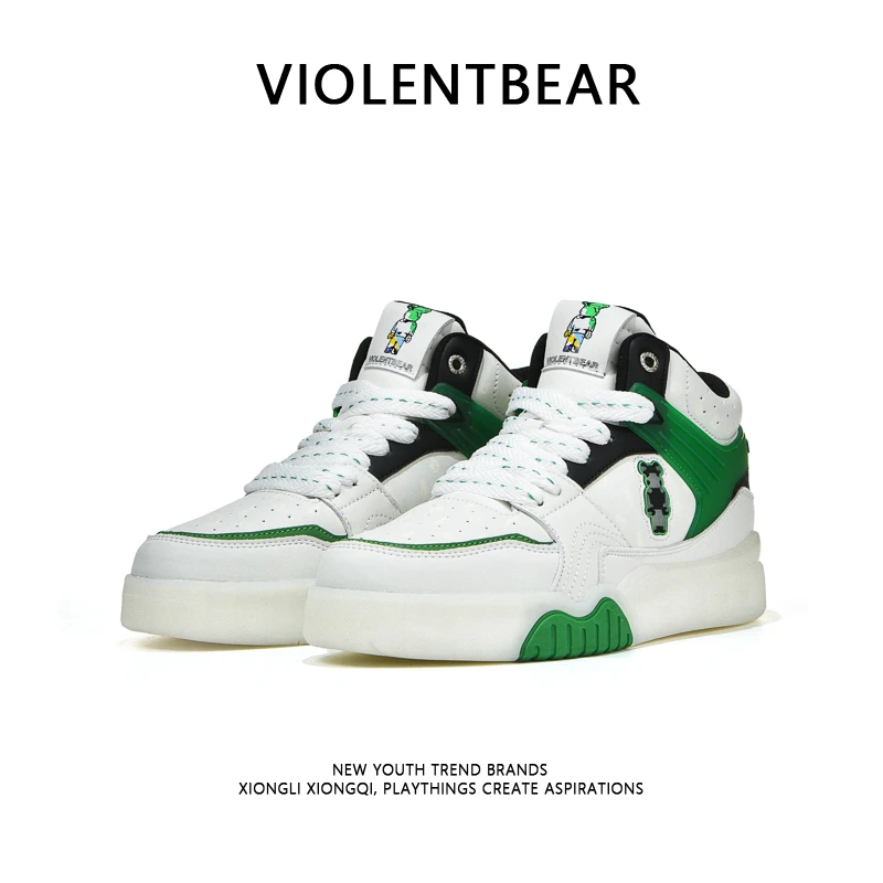 VIOLENTBEAR/暴力熊潮流轻奢男女情侣款百搭高帮时尚休闲鞋B108