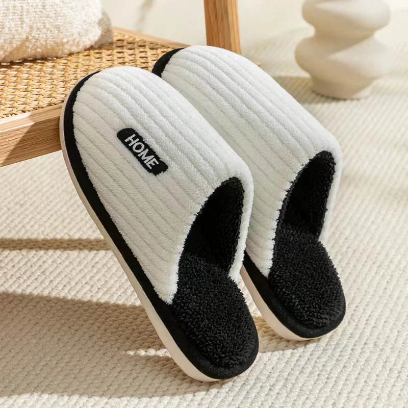 棉拖鞋女秋季冬天家居家用待客室内防滑软底情侣毛毛绒保暖棉鞋男
