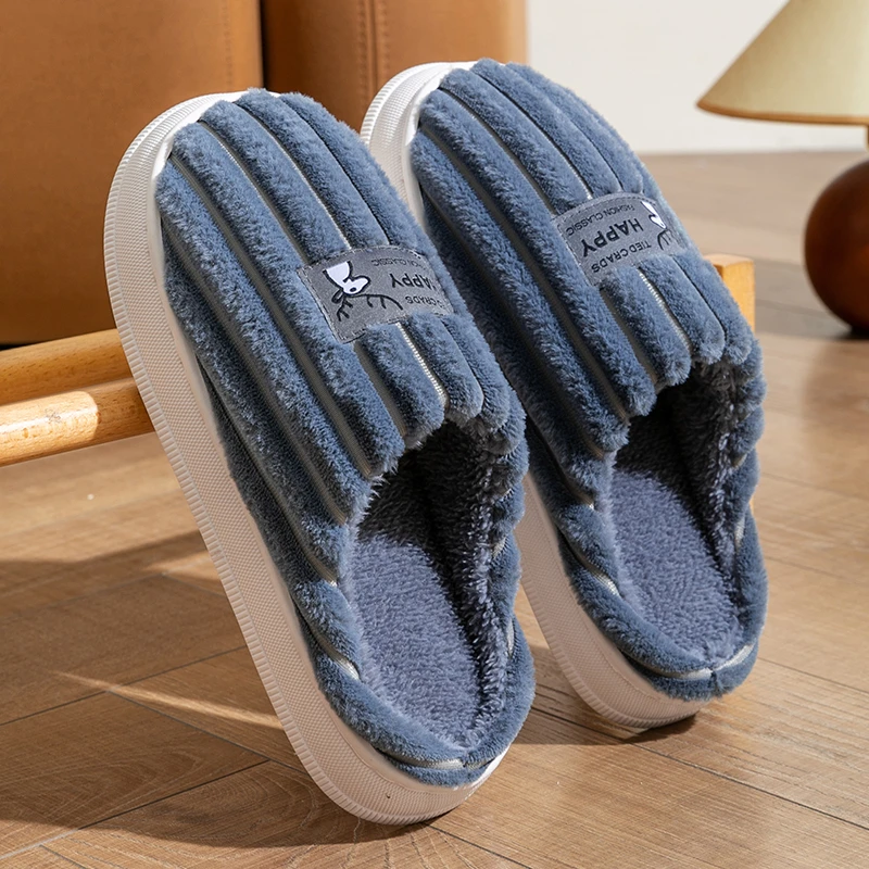 棉拖鞋男士秋冬季新款居家用厚底防滑加绒加厚保暖情侣毛毛拖鞋女