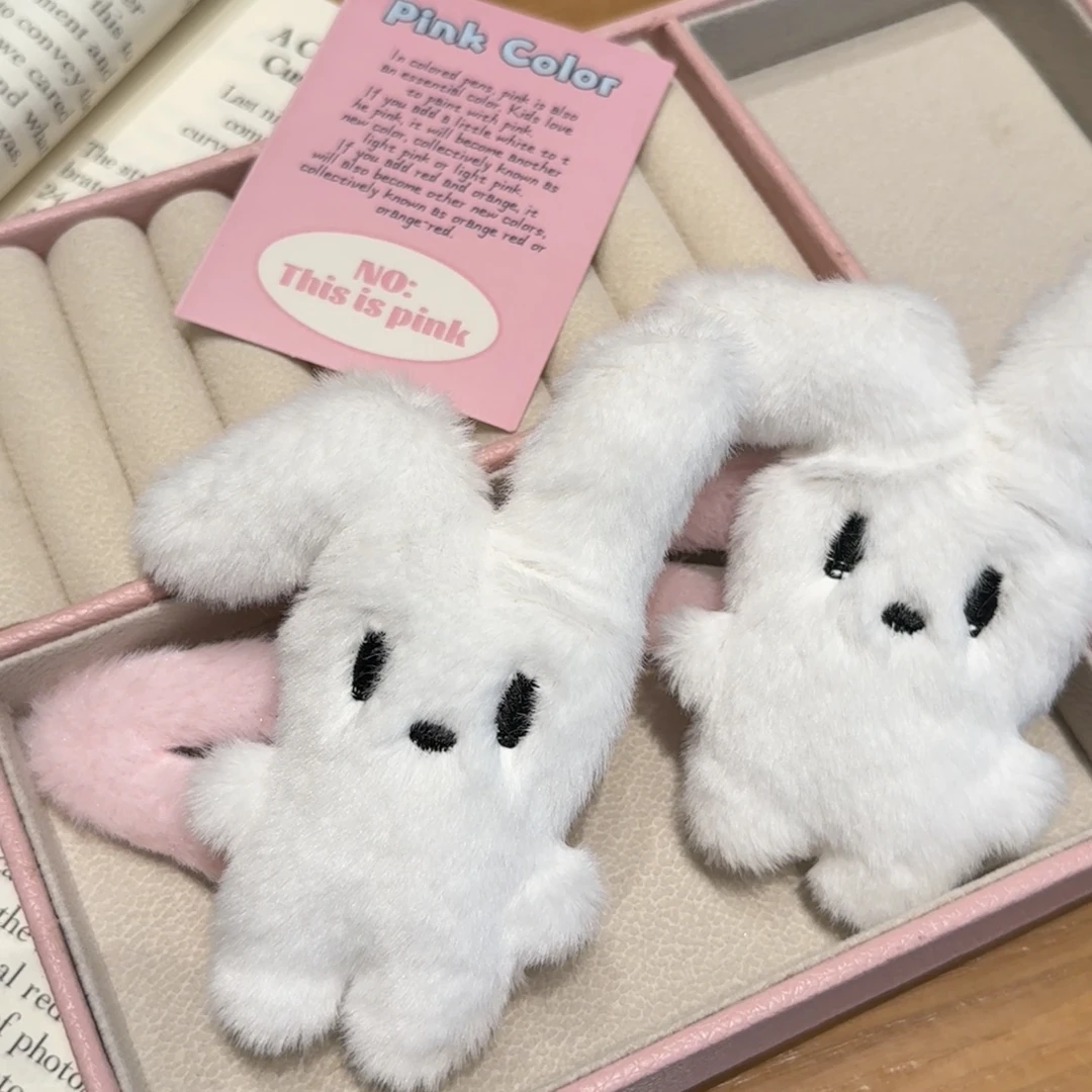 甜美毛绒垂耳兔bb夹可爱少女心发夹高颜值侧边夹学生发卡小众发饰