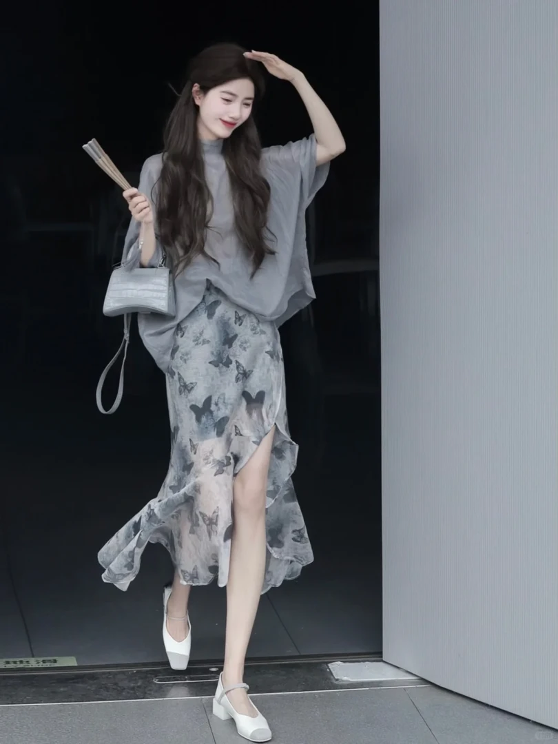 墨染新中式女装中国风2024夏季新款碎花吊带连衣裙复古女开衫套装