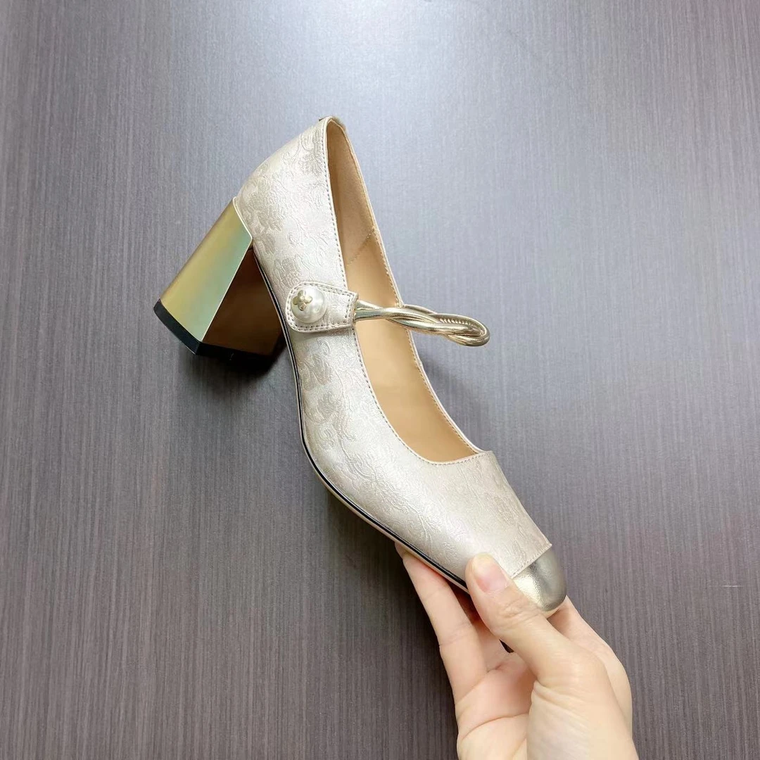 孤品断码直播间看款式方孤品孤品头粗跟单鞋气质气质F001-F100
