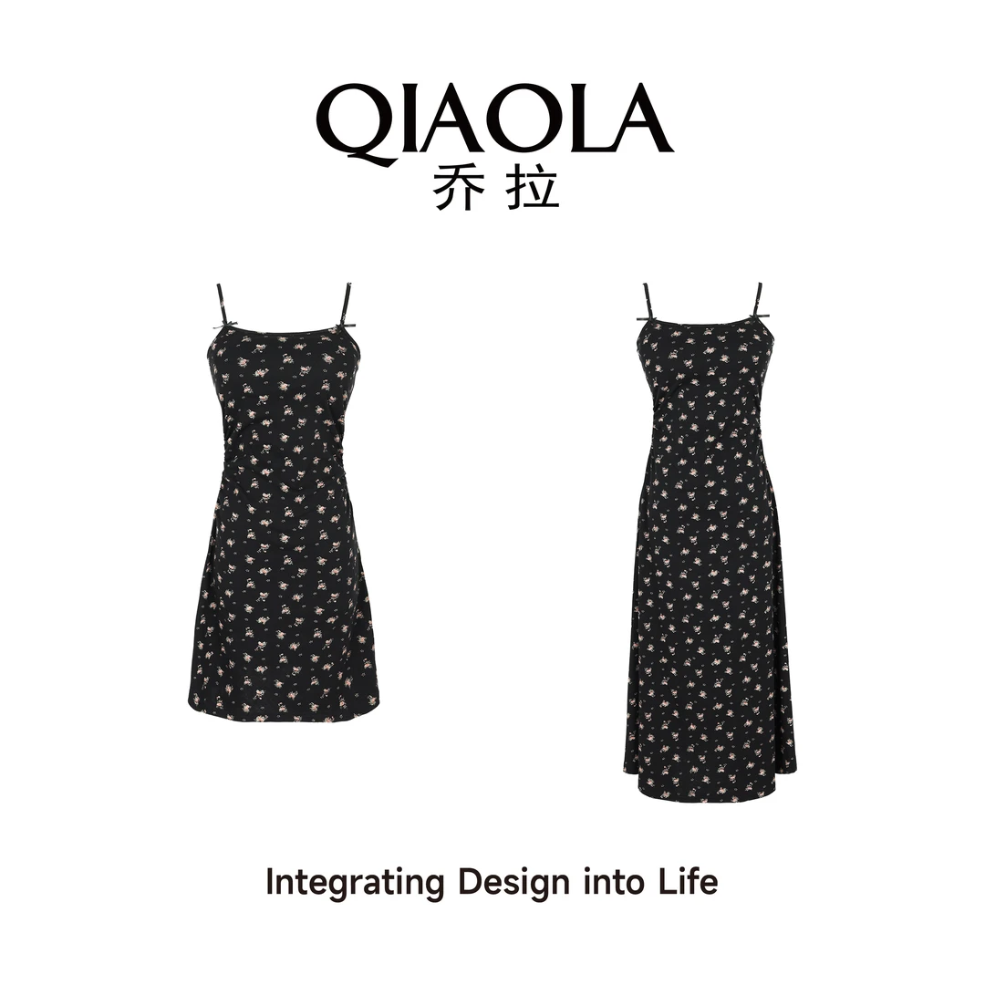 QIAOLA/乔拉【以花为名】夏季弹力针织碎花A版修身显瘦裙子预售