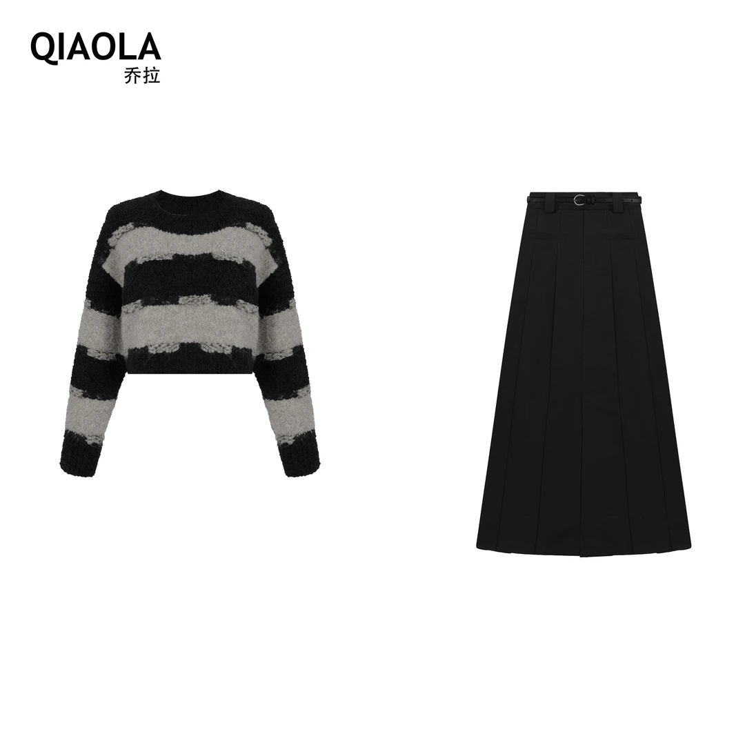 QIAOLA/乔拉【火柴暖冬】秋冬款圈圈毛织圆领慵懒轻奢时尚套装预售