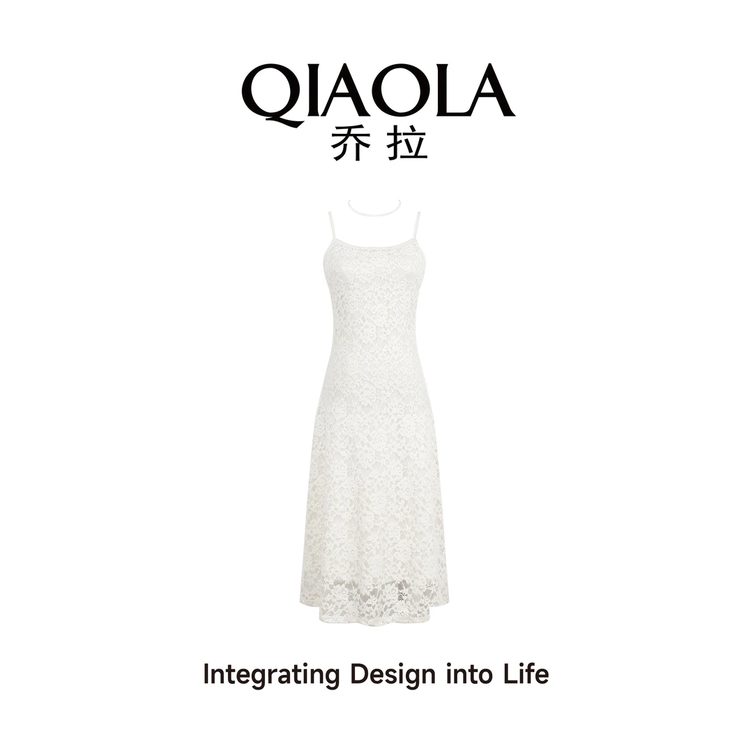【雪花之颂】秋冬季针织蕾丝网纱收腰A版吊带连衣裙预售