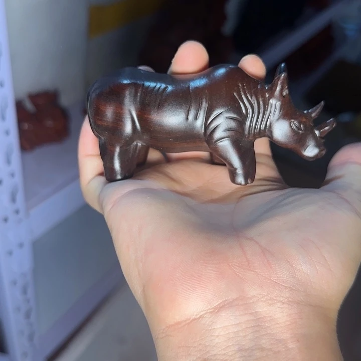 木黑檀木12犀牛一只