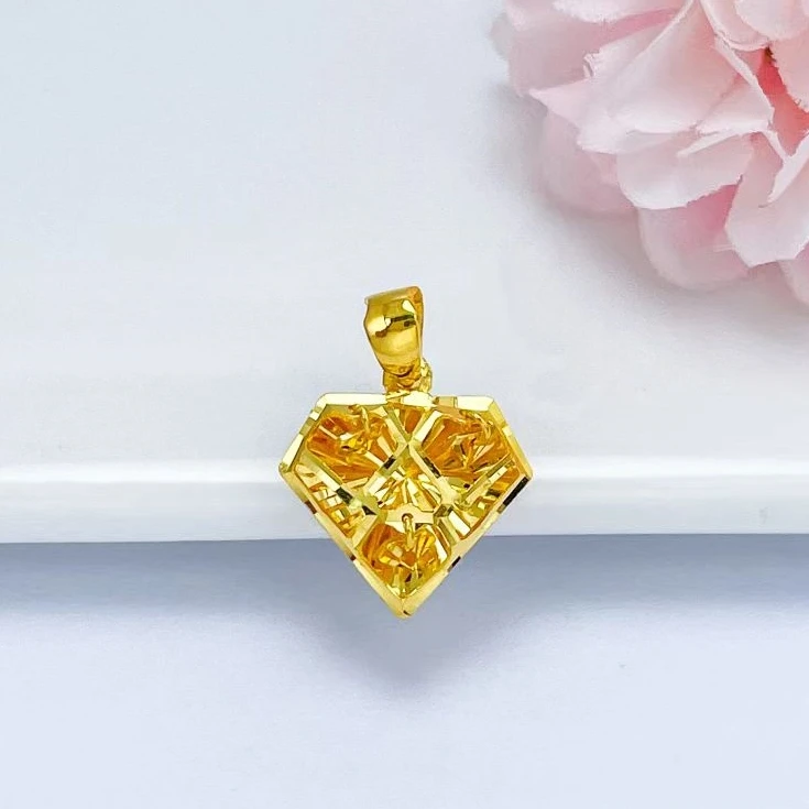 黄金吊坠钻石形足金999吊坠精美灵动吊坠纯金挂坠爆闪正品赠银链
