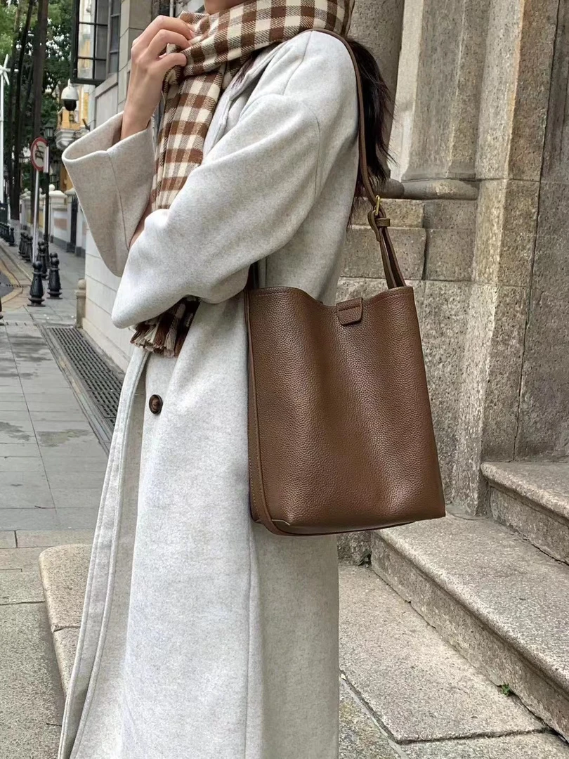 慵懒大包包女新款2024时尚简约单肩包上班通勤软皮水桶包女大容量