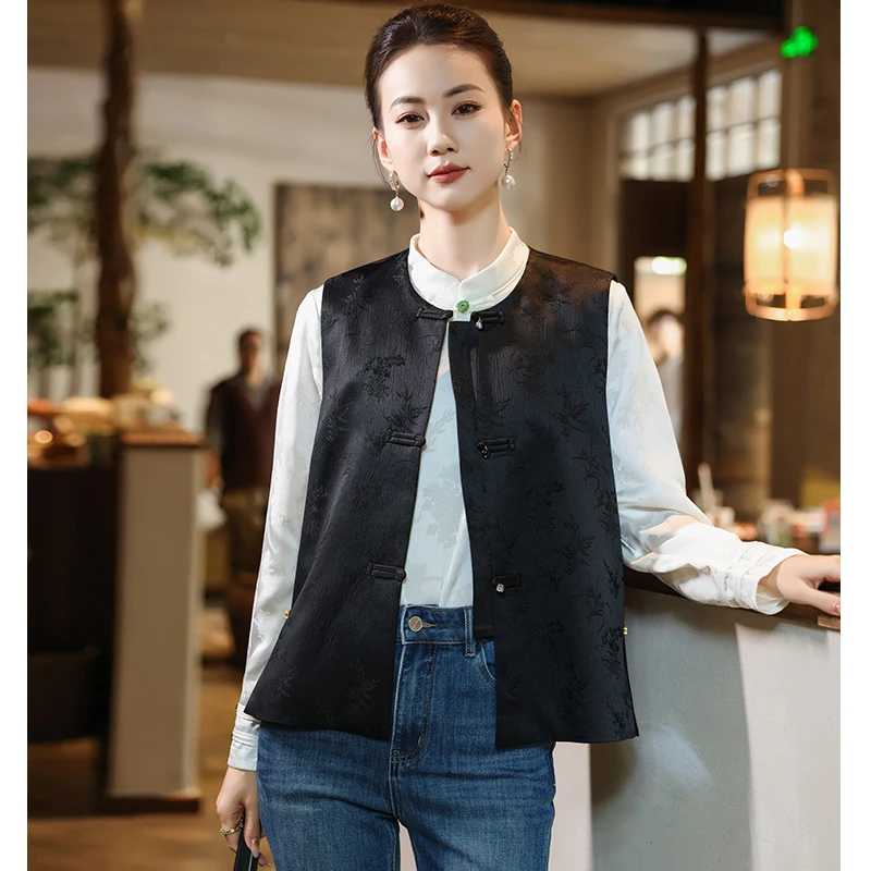 国风提花女背心马夹马甲外套2025年春装新款设计新中式国风女装