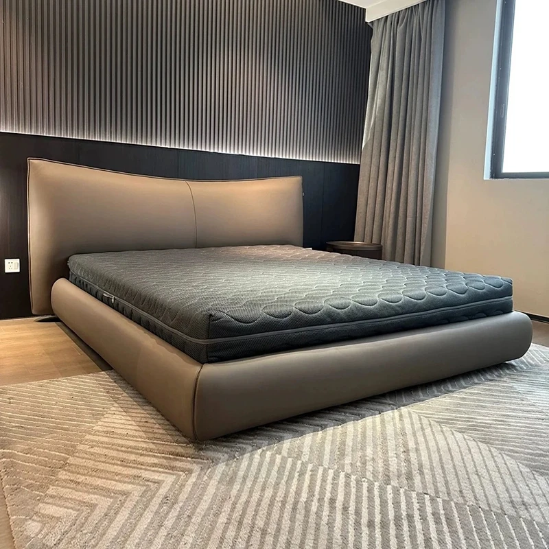 斯哥意式极简香奈真皮床现代简约主卧大床头层牛皮高端大气婚床