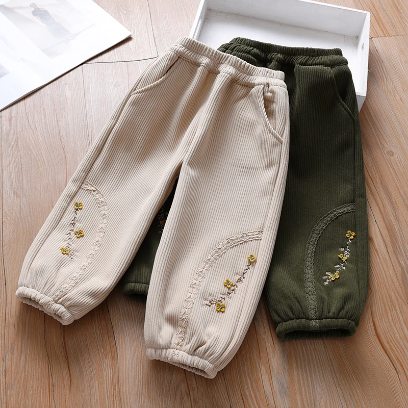 女童裤子秋冬2025新款儿童冬季洋气加绒加厚宝宝一体绒休闲运动裤