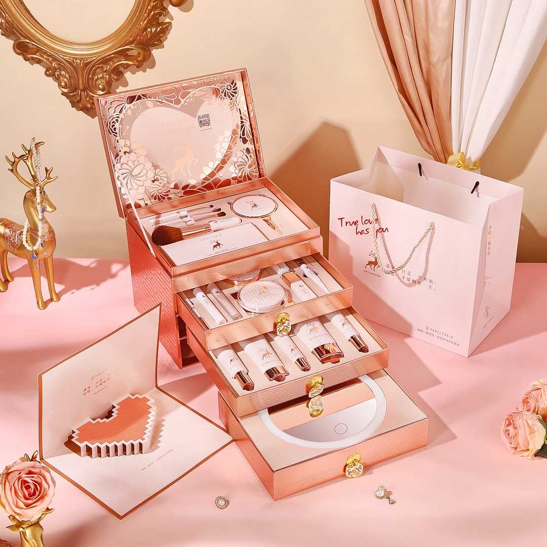 一鹿有你美妆套盒七夕情人节礼物送女朋友老婆高清镜面彩妆套装