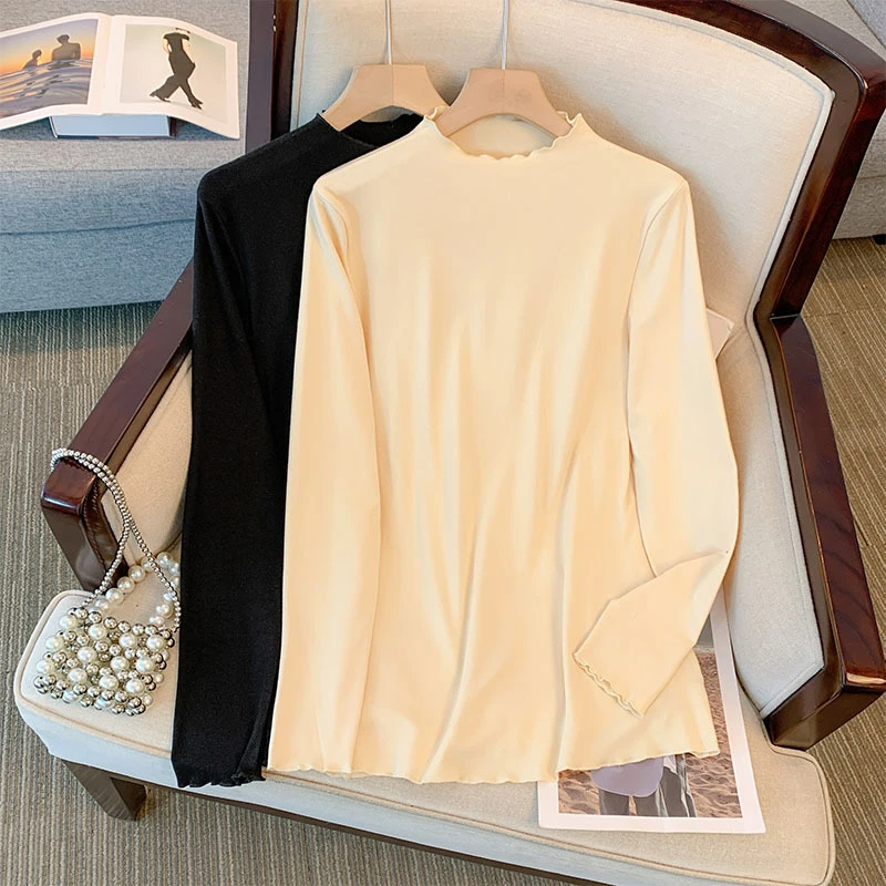 特大码定制~300斤女装胖妹妹遮肉显瘦秋冬保暖内搭T恤长袖打底衫