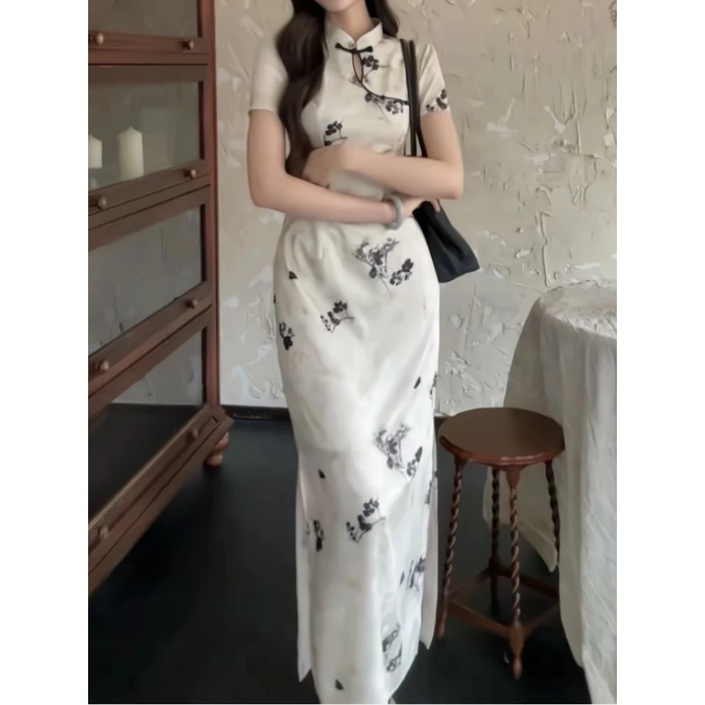 【清平乐】300斤大码女装新中式改良气质连衣裙收腰显瘦2025夏新款