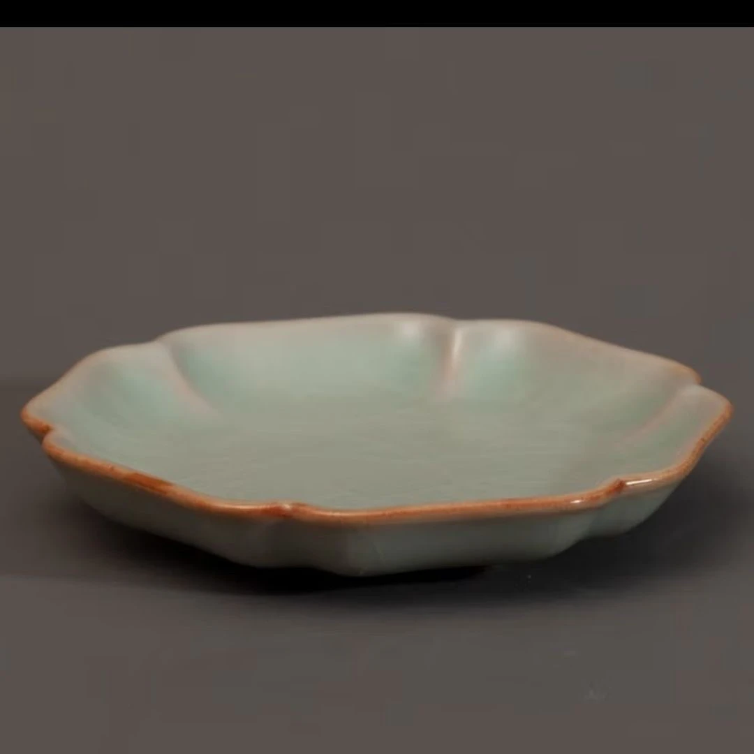 柏采 窑粉青釉汝窑可养开片PR-105BX(四代)复古花边壶承仿古茶道