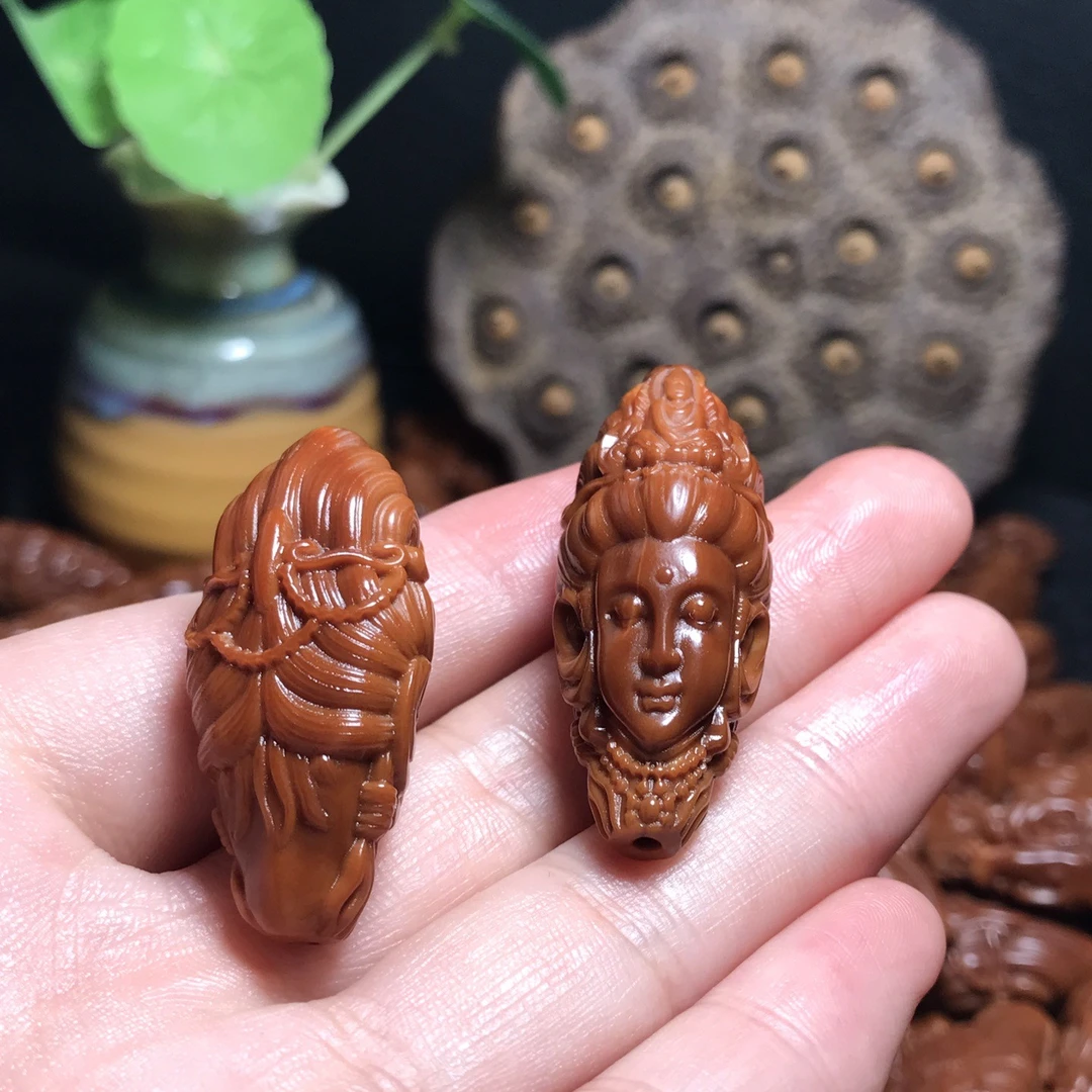 橄榄核雕刻观音挂件玉化包浆橄榄胡手机吊坠男女文玩配饰包邮