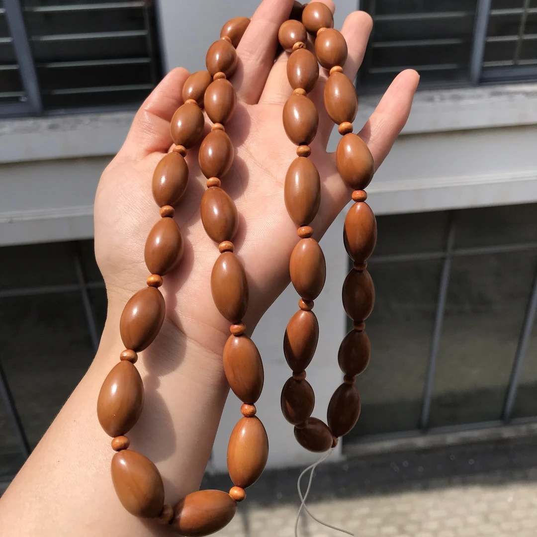核乡缘橄榄核雕刻细长椭圆素珠长串脖挂项链素核手链毛衣链男女