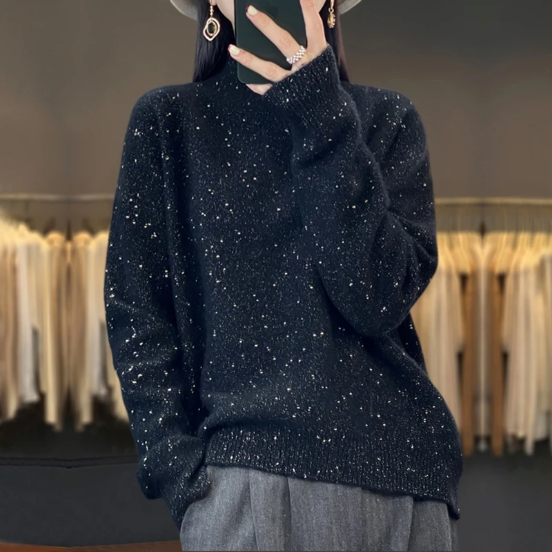 胖mm秋冬大码半高领100纯羊毛衣女遮肚子内搭洋气显瘦针织打底衫