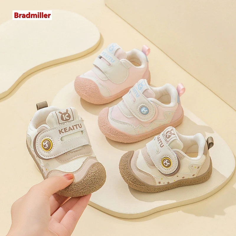 2024秋季新型颗粒TPR底学步鞋男防滑婴儿关键鞋软底透气鞋女1-3岁