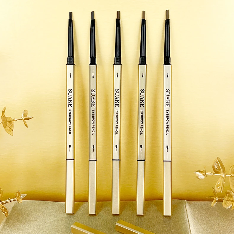 小金条眉笔双头三角砍刀极细小金筷眉笔立体素描防水防汗不晕染