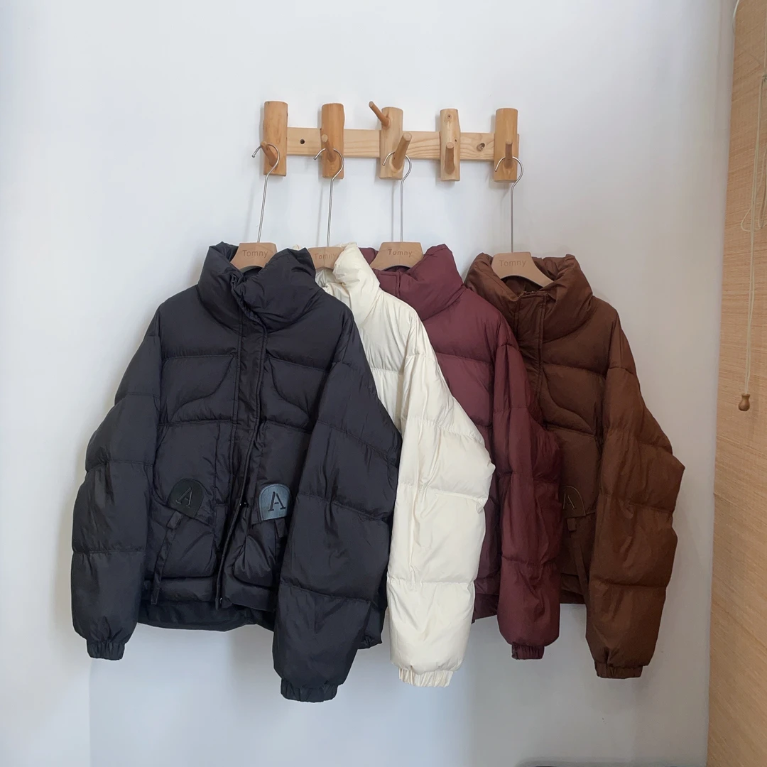 2024冬新款高档90白鸭绒羽绒服女短立领美拉德加厚修身显瘦时尚