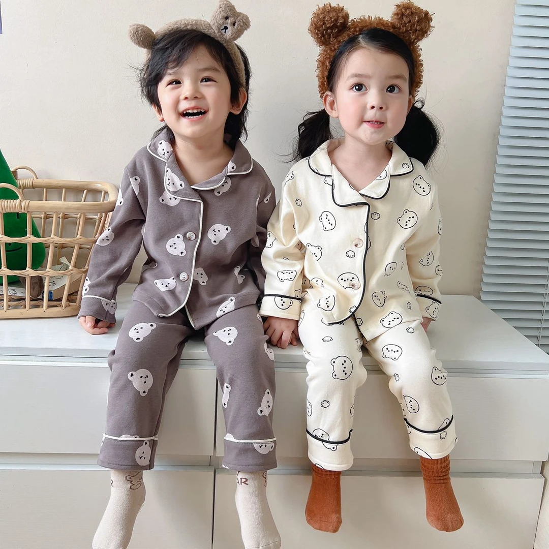 儿童家居服套装春秋新款婴幼儿小童洋气卡通睡衣男女童休闲两件套