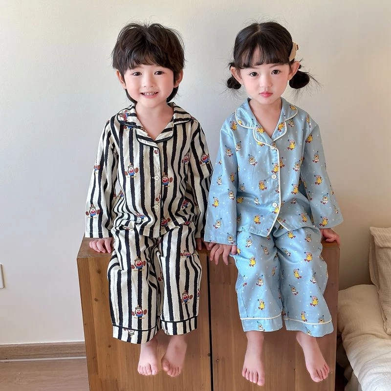 儿童家居服套装新款春秋季中小童纯棉A类睡衣男女宝宝洋气两件套