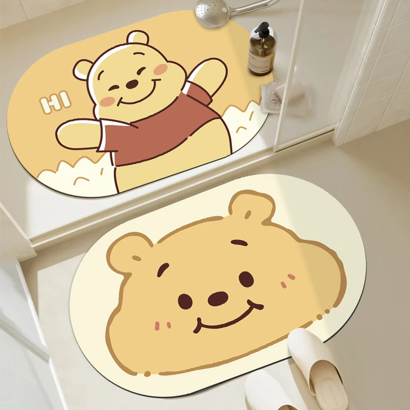 卡通维尼浴室吸水地垫软硅藻泥卫生间门口防滑脚垫子厕所速干地毯