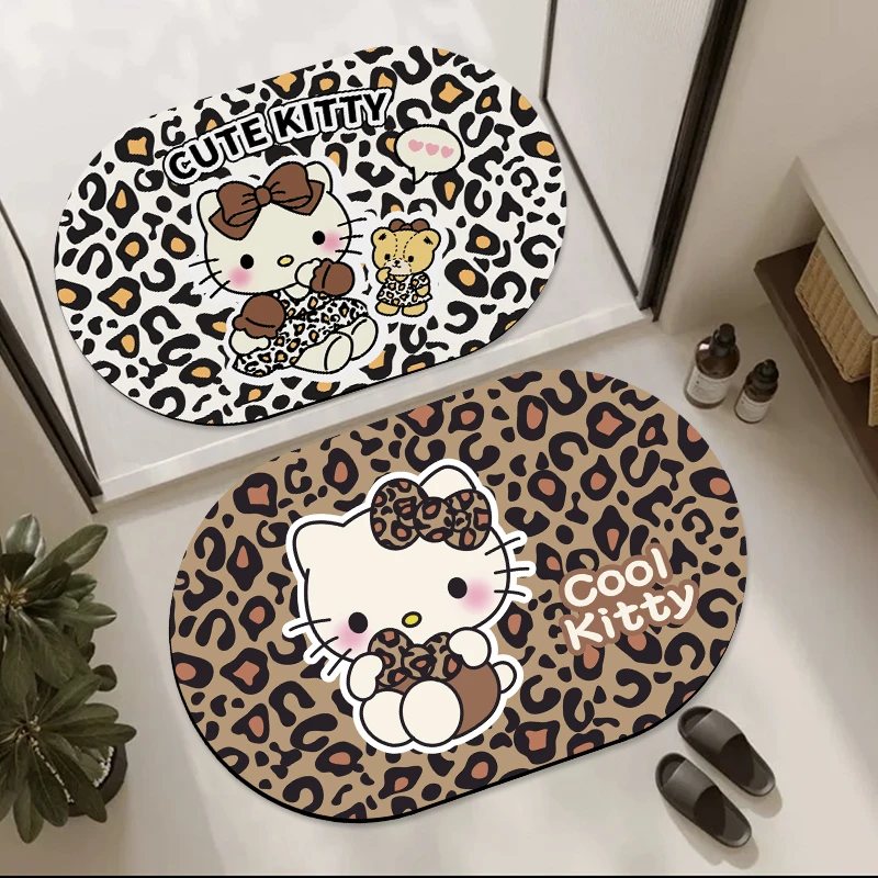 豹纹KT卡通浴室吸水地垫软硅藻泥卫生间门口防滑脚垫厕所速干地毯