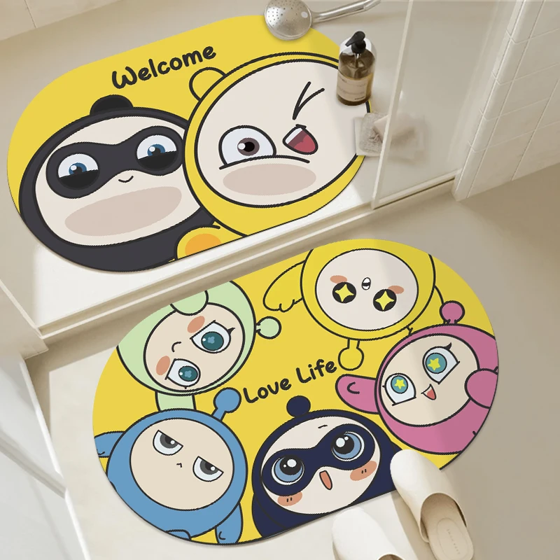 蛋仔派对卡通浴室吸水地垫软硅藻泥卫生间门口防滑脚垫子厕所地毯