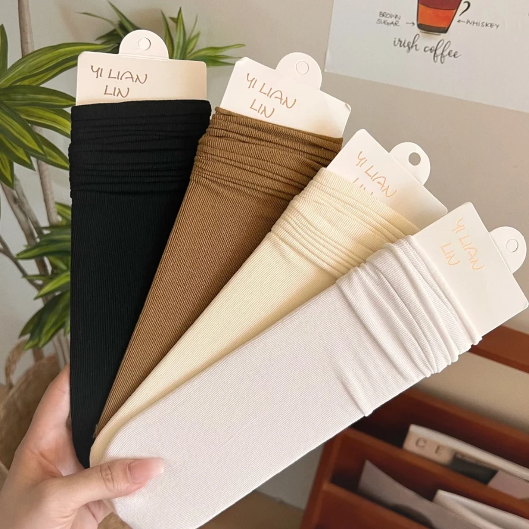 纯色堆堆袜 女中筒袜 春秋款棉柔软日系简约百搭秋季潮袜